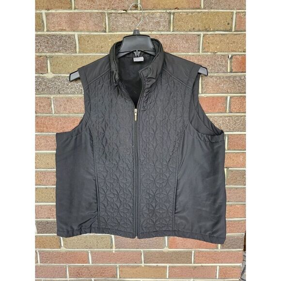 JMS Just My Size Women's Vest Quilted Black Full Zip - Picture 1 of 4